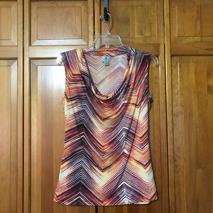 Worthington Multicolored Cowl Neck Top